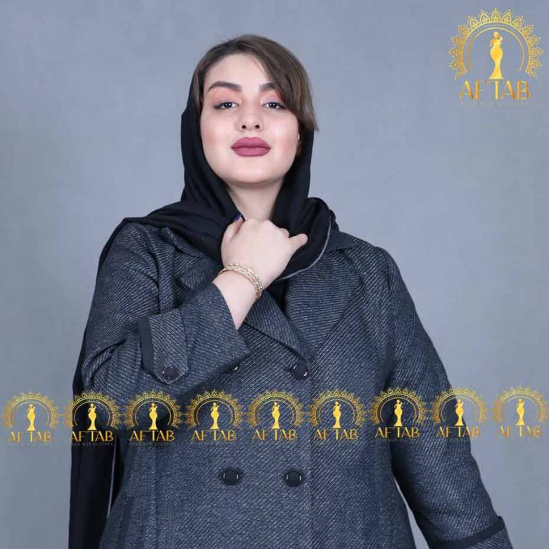 پالتو توییت پشت ژیله دار سایزبزرگ زنانه - Image 9