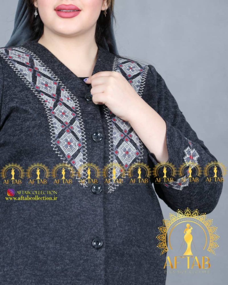 مانتو انغوره گلدوزی مثلثی سایز بزرگ جدید