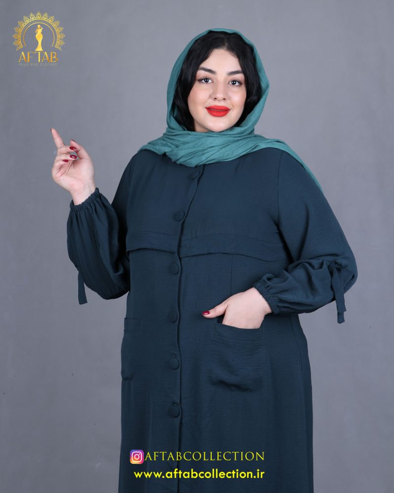 مانتو آستین پاپیون ابروبادی سایزبزرگ نما جلو