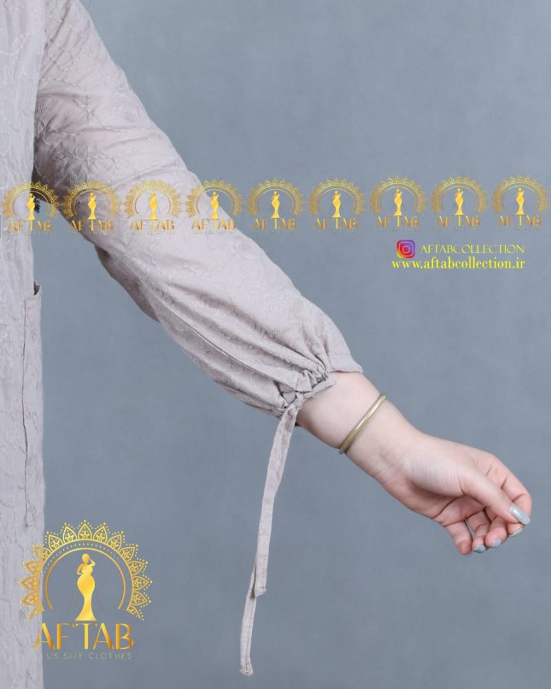 مانتو خامه دوزی آستین گتر سایزبزرگ با گتر بسته