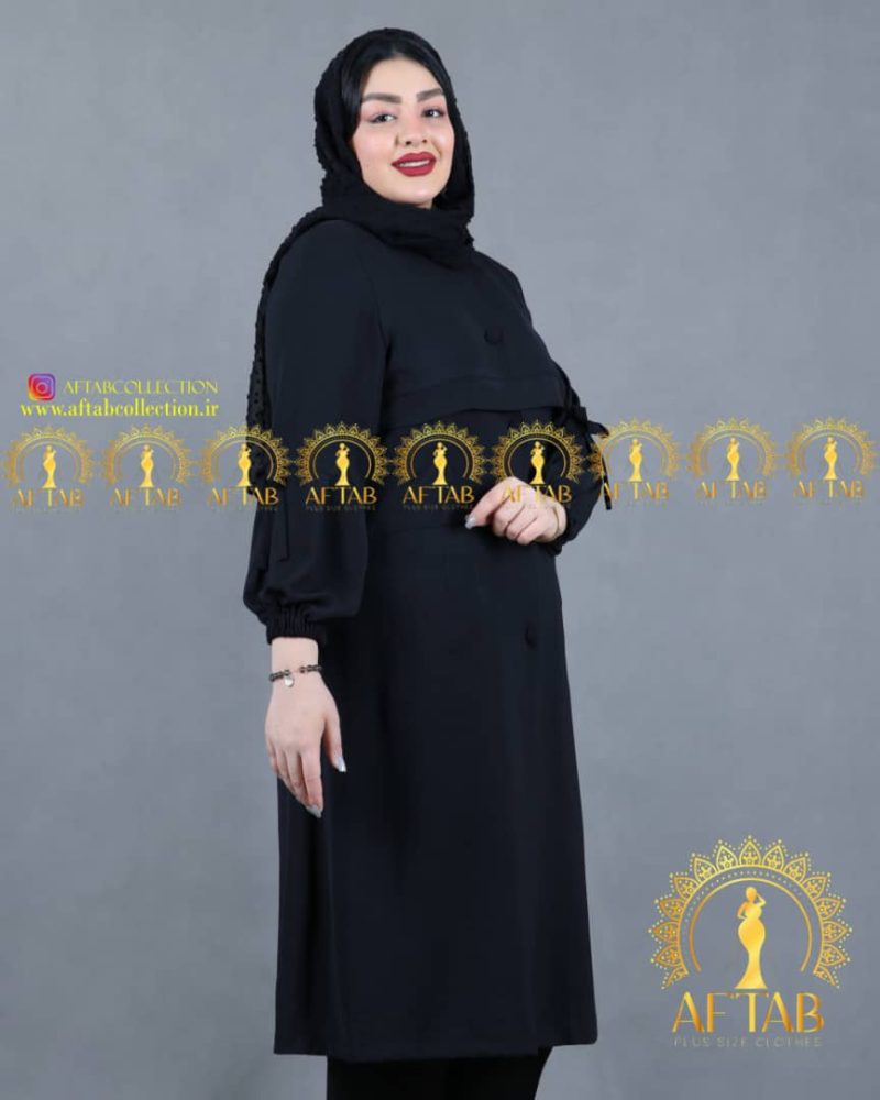 مانتو آستین پاپیون ابروبادی سایزبزرگ مشکی