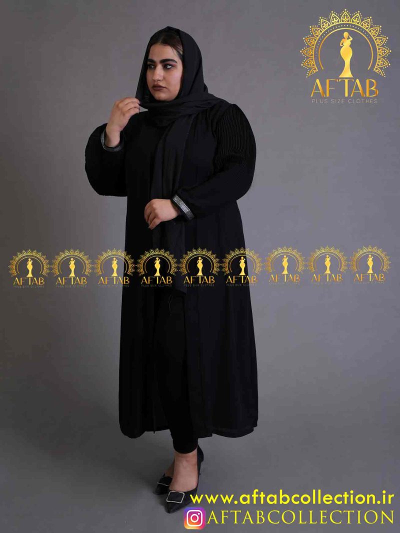 مانتو مجلسی جلوباز آستین پلیسه سایزبزرگ