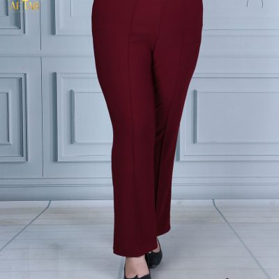 شلوار راسته جلو دوخت سایزبزرگ جدید زرشکی