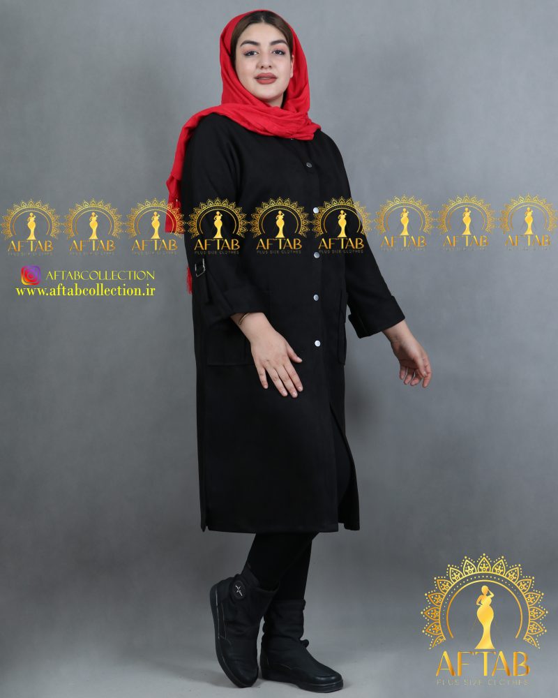 مانتو سوییت سگک دار سایزبزرگ مشکی مانتو سوییت سگک دار سایزبزرگ مشکی