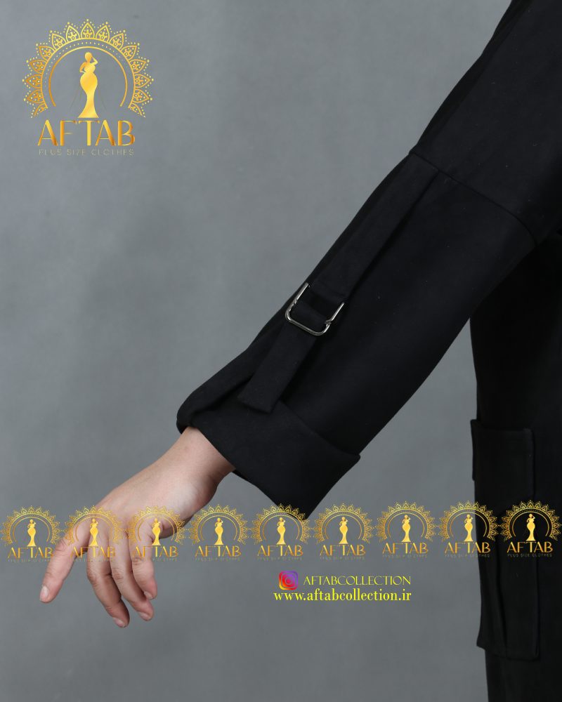 مانتو سوییت سگک دار سایزبزرگ آستین بندی مانتو سوییت سگک دار سایزبزرگ آستین بندی