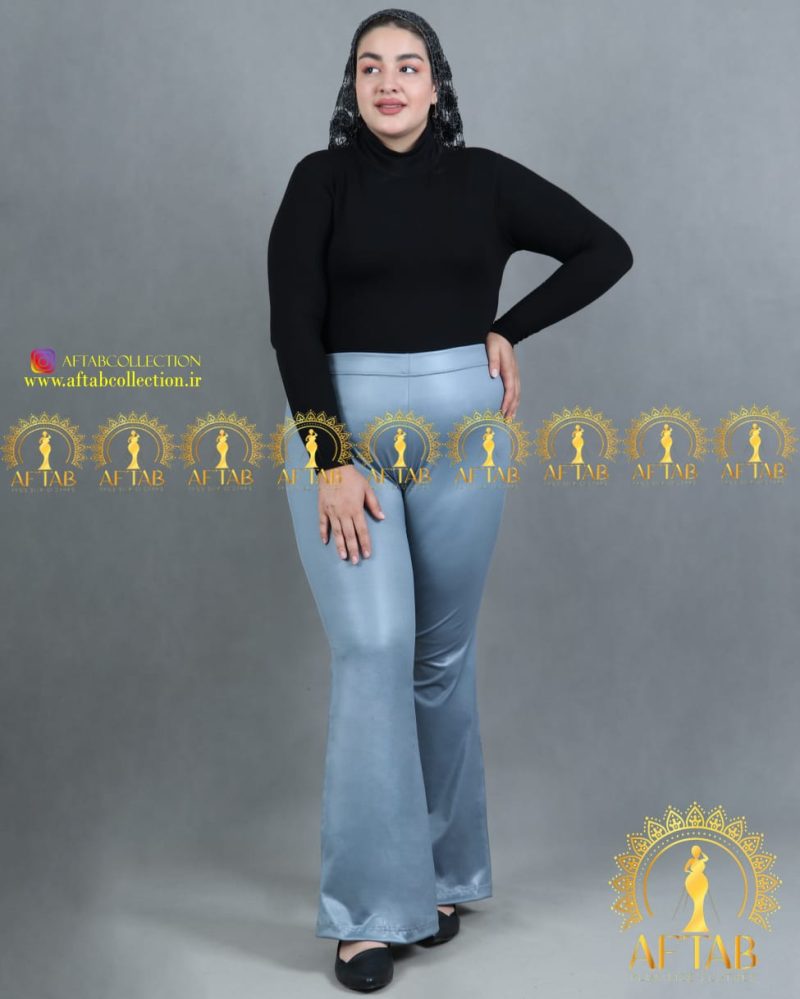 شلوارچرم دمپا گشاد سایز بزرگ طوسی