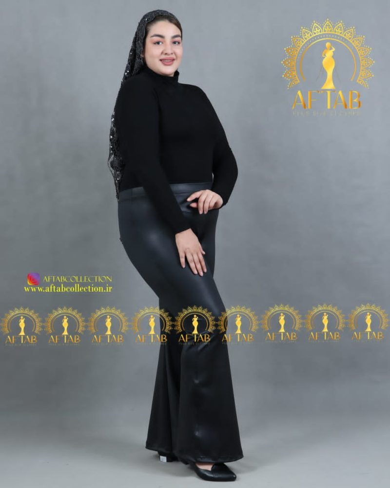 شلوارچرم دمپا گشاد سایز بزرگ رنگ مشکی