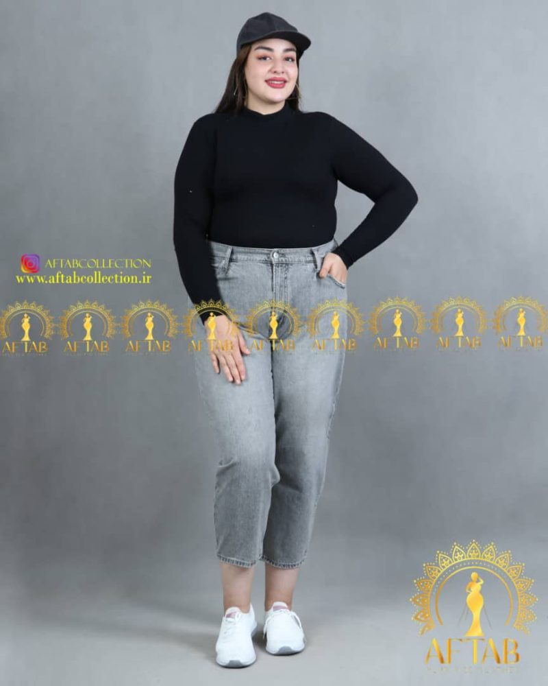 شلوارجین مام استایل طوسی سایز بزرگ فاق بلند شلوارجین مام استایل طوسی سایز بزرگ فاق بلند