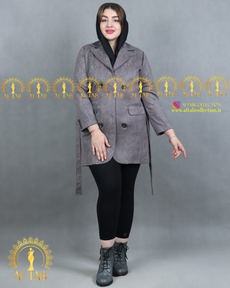 مانتو کتی سوییت سایز بزرگ طوسی تیره