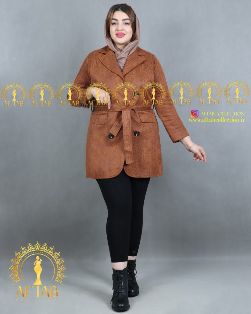 مانتو کتی سوییت سایز بزرگ رنگ شتری