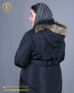 کاپشن مموری کلاه خزدار مشکی سایزبزرگ کلاه دار