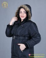 کاپشن مموری کلاه خزدار مشکی سایزبزرگ جیب