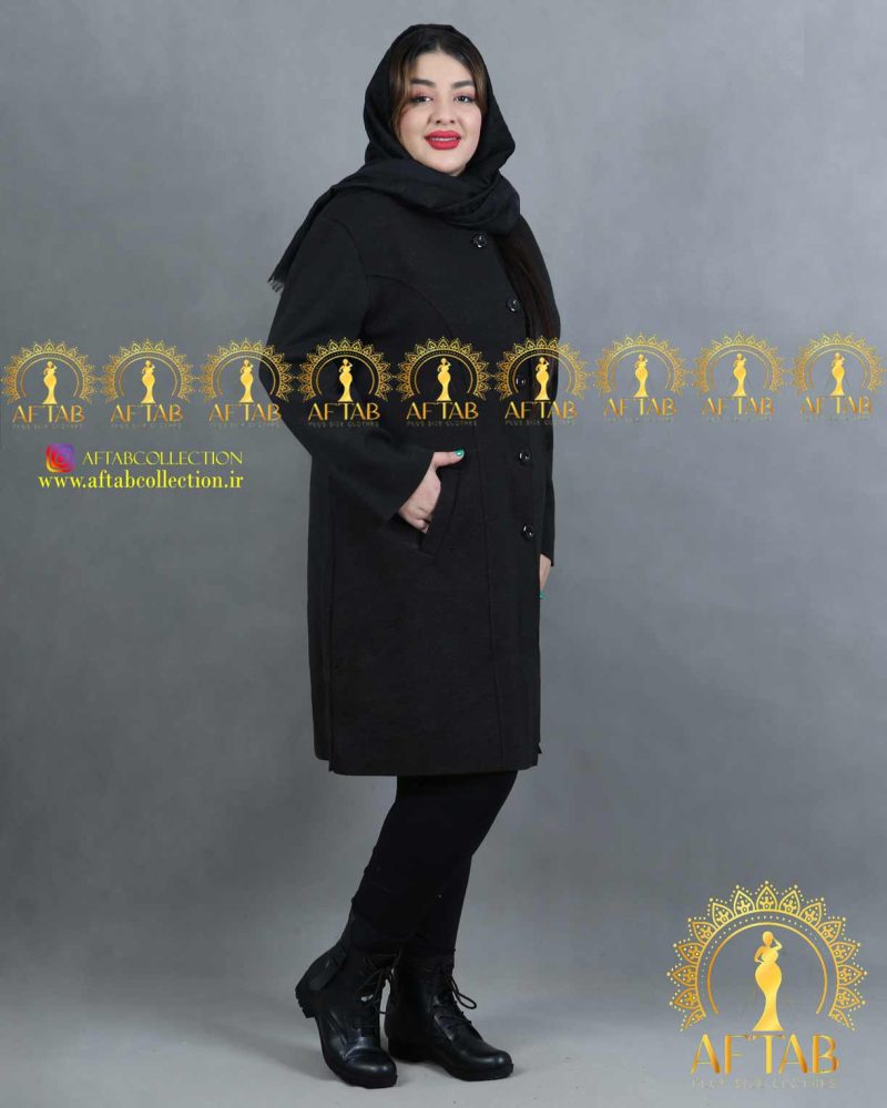 مانتو بافت ساده ترک سایز خیلی بزرگ جیب دار