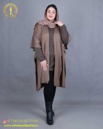 مانتو بافت پانچ سایزبزرگ کرم