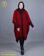 مانتو بافت پانچ سایزبزرگ زرشکی