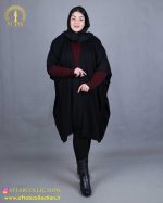 مانتو بافت پانچ سایزبزرگ مشکی