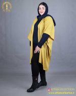 مانتو بافت پانچ سایزبزرگ خردلی رنگ