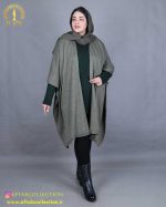 مانتو بافت پانچ سایزبزرگ زیتونی