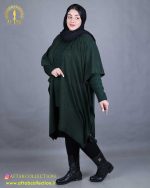 مانتو بافت پانچ سایزبزرگ سبز چمنی