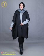 مانتو بافت پانچ سایزبزرگ زغالی