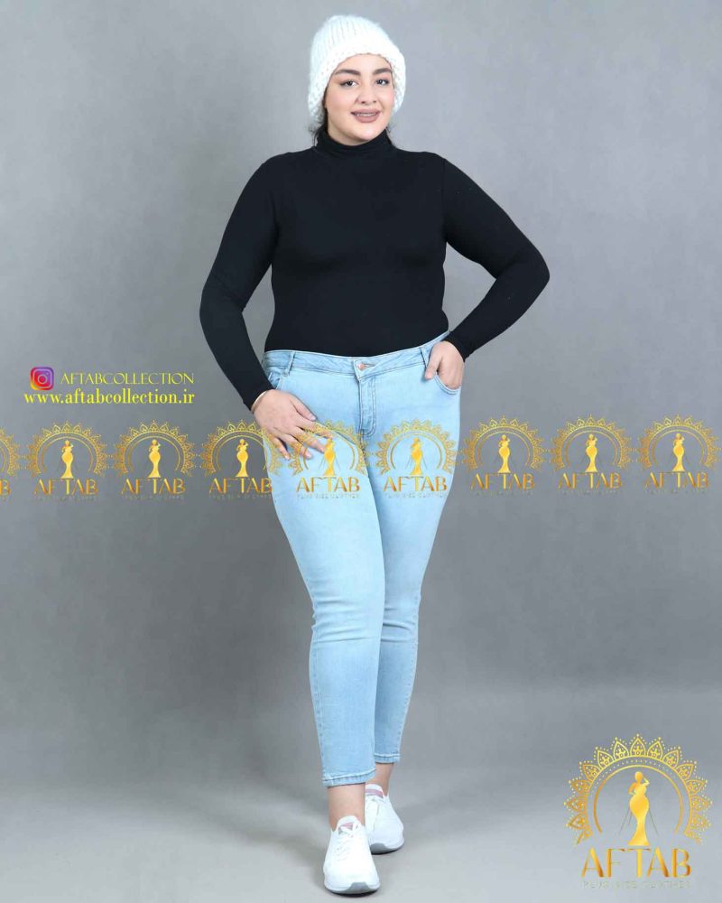 شلوار جین جذب سایزبزرگ رنگ آبی روشن شلوار جین جذب سایزبزرگ رنگ آبی روشن