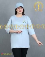 تیشرت گلدوزی راحتی سایز خیلی بزرگ طوسی روشن