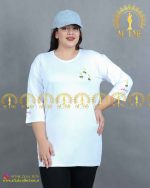 تیشرت گلدوزی راحتی سایز خیلی بزرگ سفید