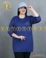 تیشرت گلدوزی راحتی سایز خیلی بزرگ سرمه ای