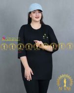 تیشرت گلدوزی راحتی سایز خیلی بزرگ مشکی