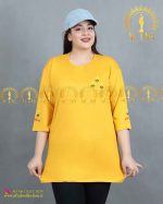 تیشرت گلدوزی راحتی سایز خیلی بزرگ خردلی