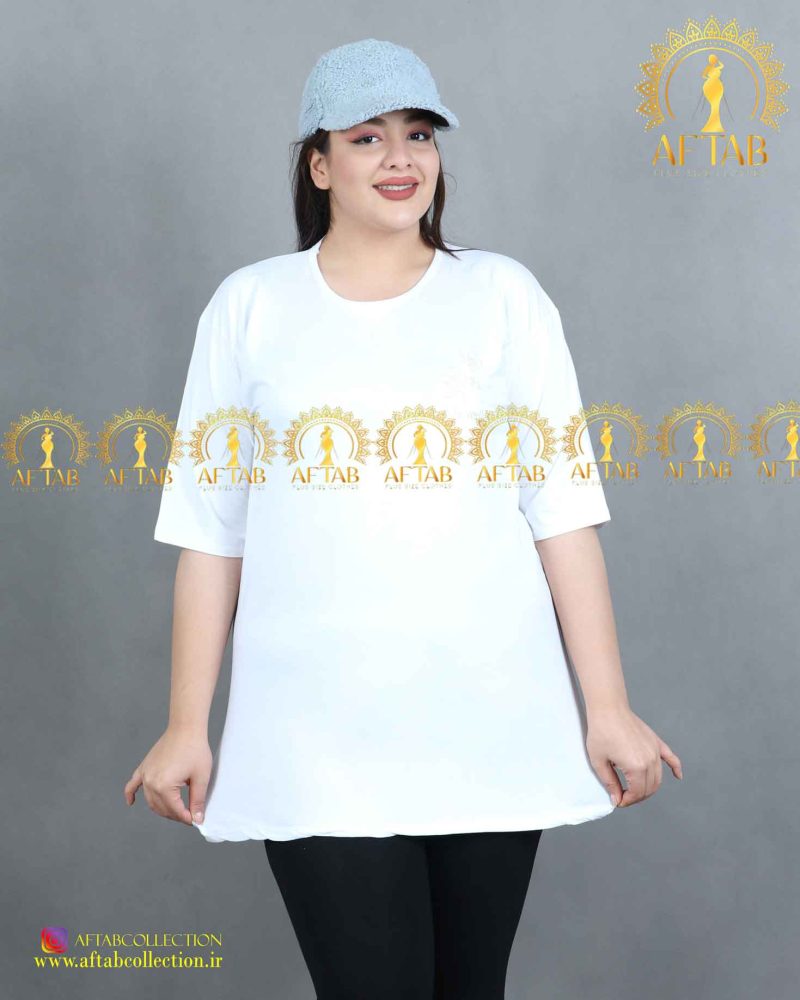 تیشرت گل رز راحتی سایز بزرگ سفید