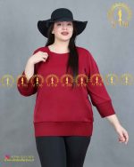 شومیز پلیسه مجلسی سایزبزرگ زرشکی