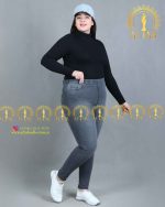 شلوار جین کمرکش طوسی سایزبزرگ جذب