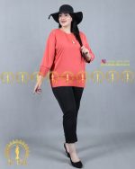 شومیز پلیسه مجلسی سایزبزرگ رنگ هلویی