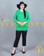 شومیز پلیسه مجلسی سایزبزرگ رنگ سبز