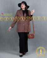 کت مازراتی یقه انگلیسی سایزبزرگ رنگ شکلاتی