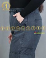 شلوار جین اسلش سایزبزرگ کمر زیپ
