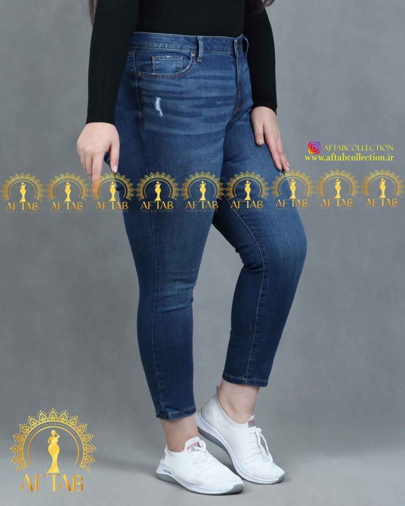 جین جذب زاپدار سایزبزرگ سرمه ای