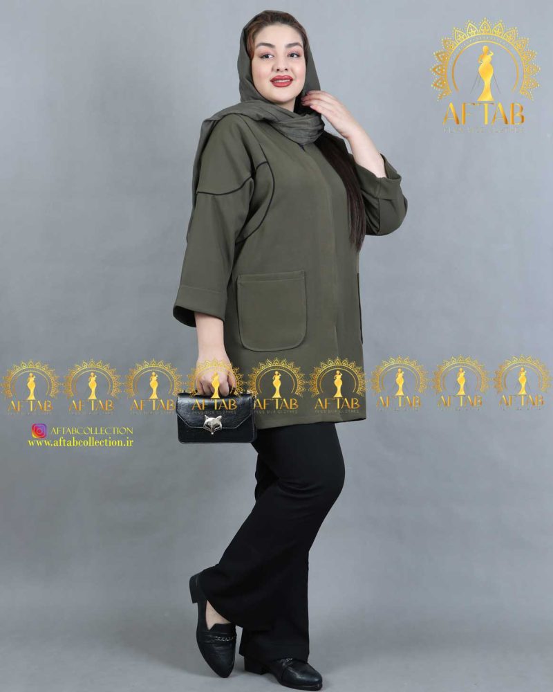 مانتو کتی مازراتی مغزی دوزی سایزبزرگ یشمی