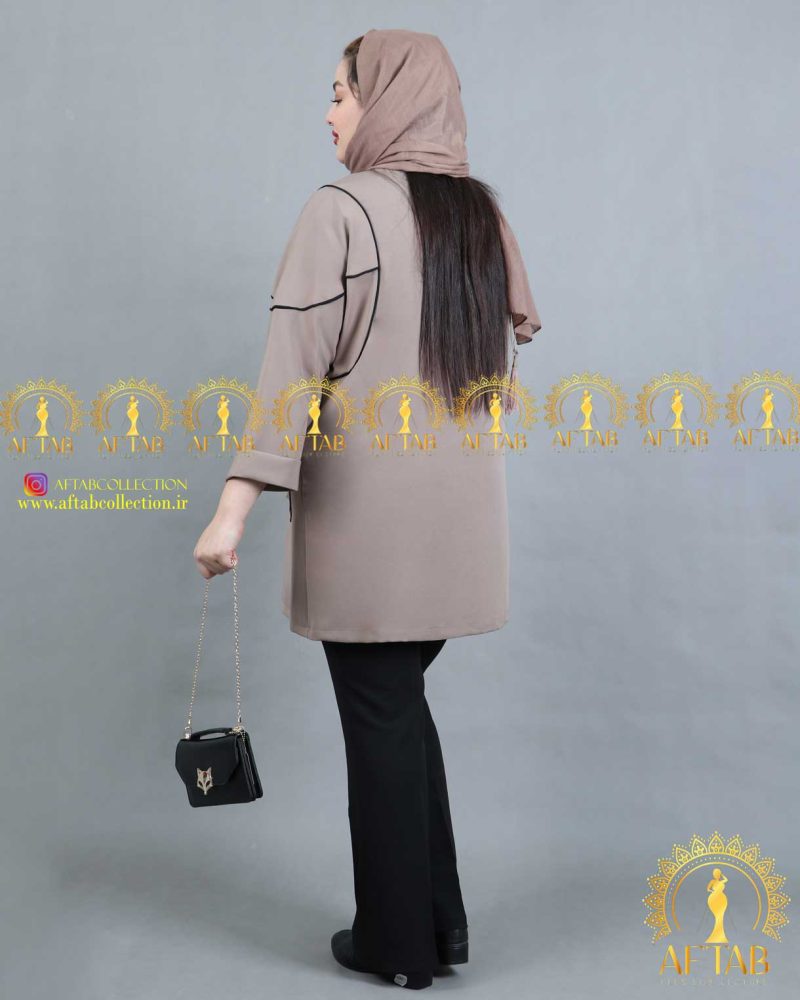 مانتو کتی مازراتی مغزی دوزی سایزبزرگ قهوه ای