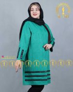 مانتو کتان لمه خرجکار آینه سایزبزرگ سبز