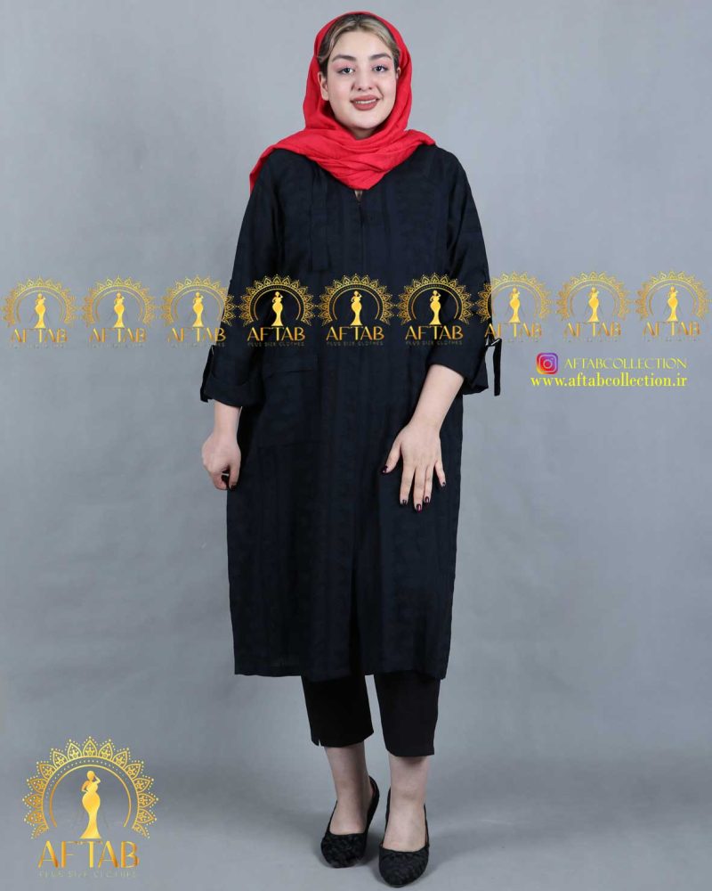 مانتو کتیبه سگک دار سایزبزرگ مشکی مانتو کتیبه سگک دار سایزبزرگ مشکی