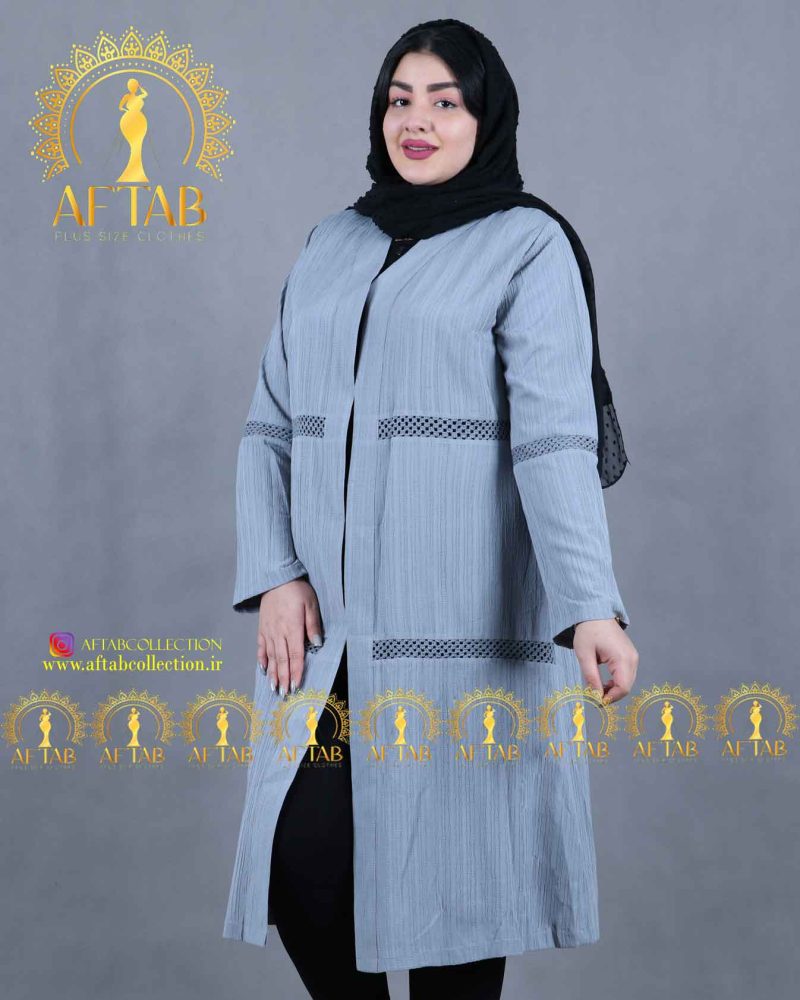 مانتو کراش خرجکار کنفی سایزبزرگ طوسی