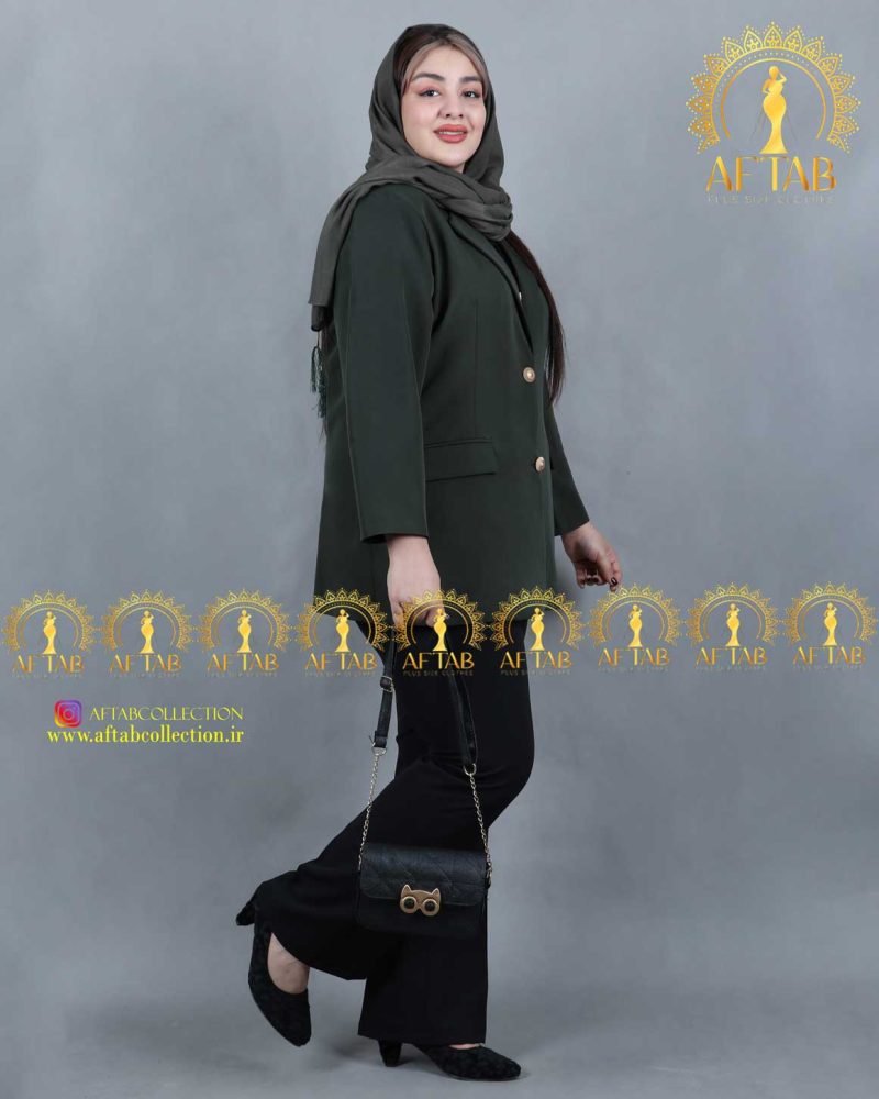 کت مازراتی یقه انگلیسی سایزبزرگ رنگ یشمی