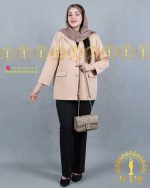 کت مازراتی یقه انگلیسی سایزبزرگ رنگ کرم