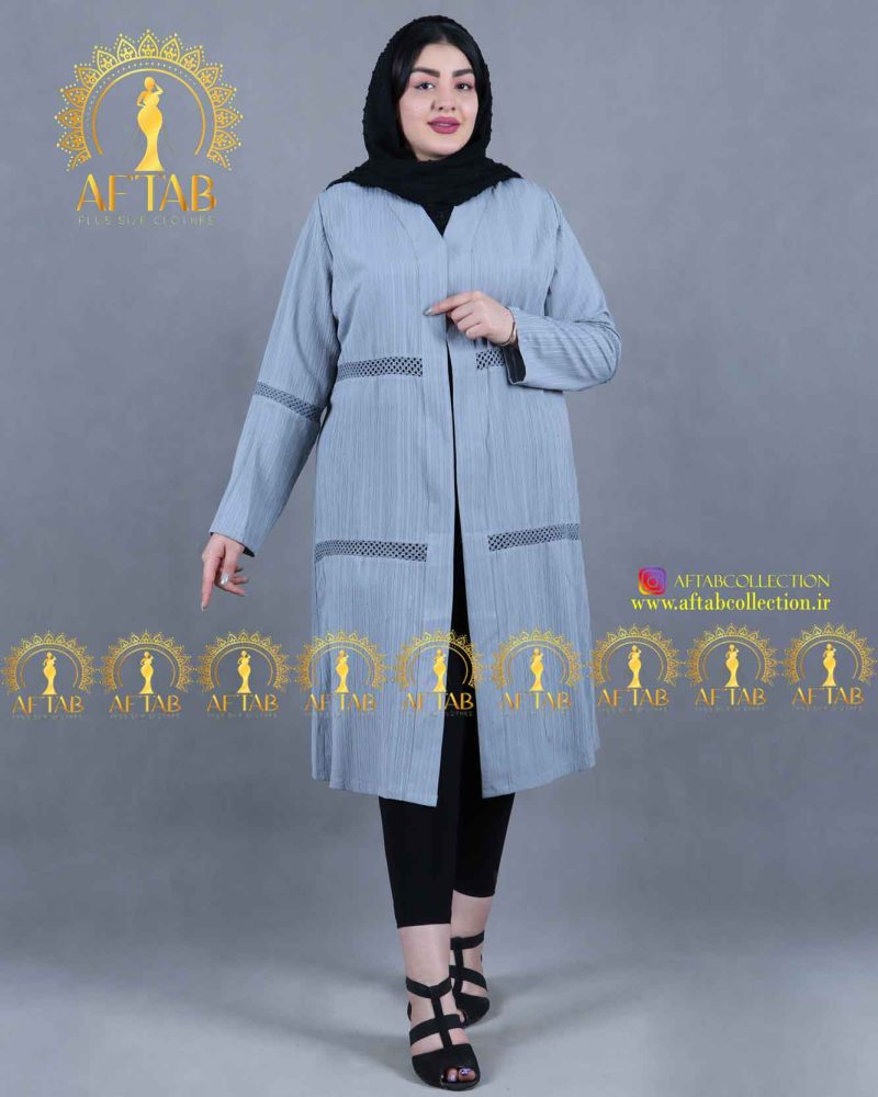 مانتو کراش خرجکار کنفی سایزبزرگ رنگ طوسی