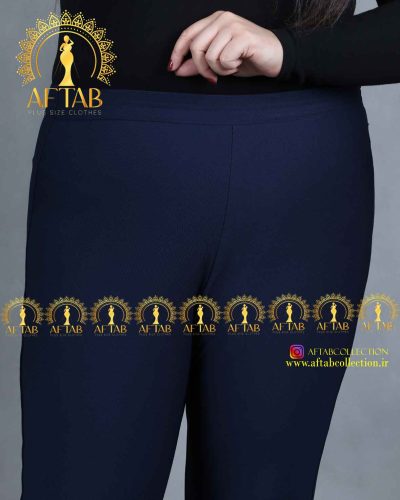 شلوار کرپ کش دمپا گشاد سایزبزرگ سرمه ای