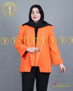 مانتو مغزی دوزی طلایی سایزبزرگ رنگ نارنجی