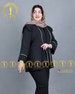 مانتو مغزی دوزی طلایی سایزبزرگ مشکی