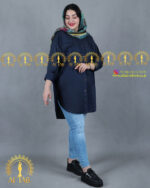 مانتو طرح جین سایزبزرگ آبی تیره